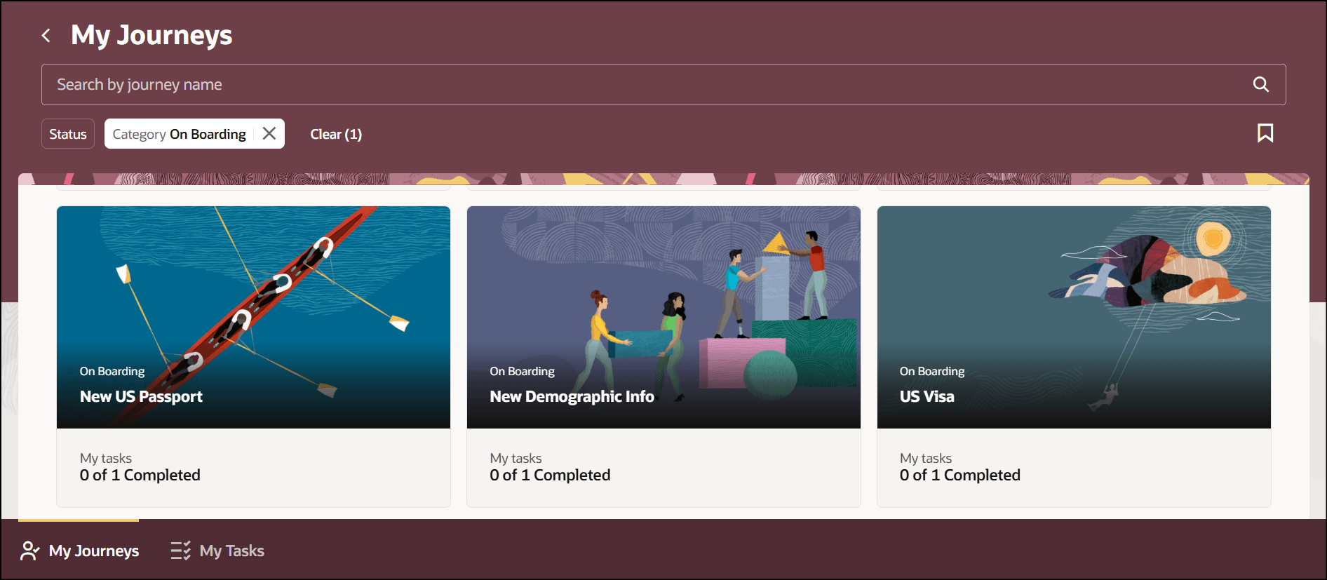 構成済ビジネス・ルールに従って割り当てられたジャーニ