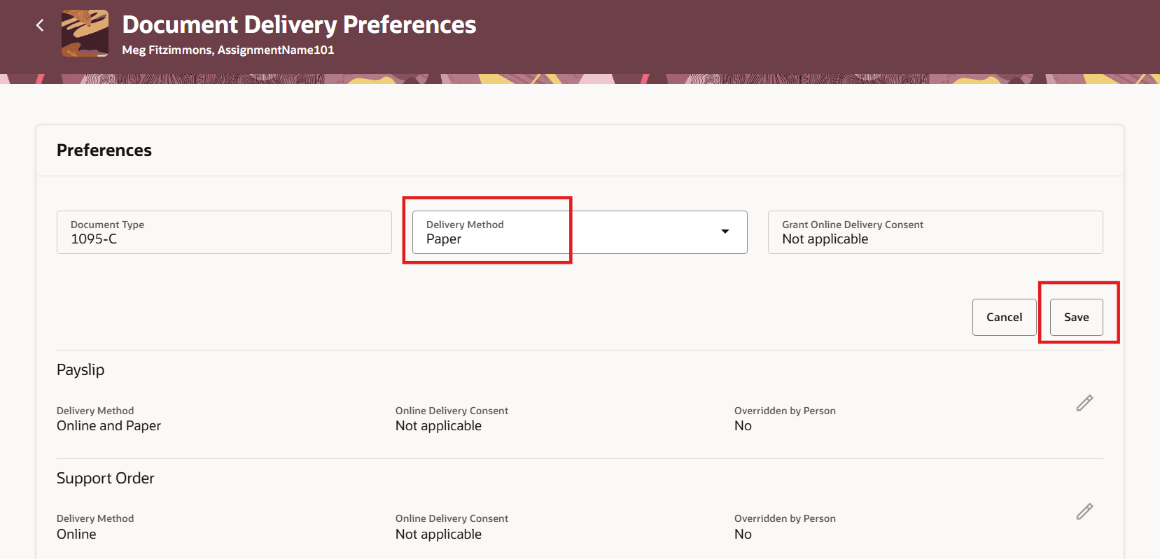 ユーザー上書き文書提供プリファレンス