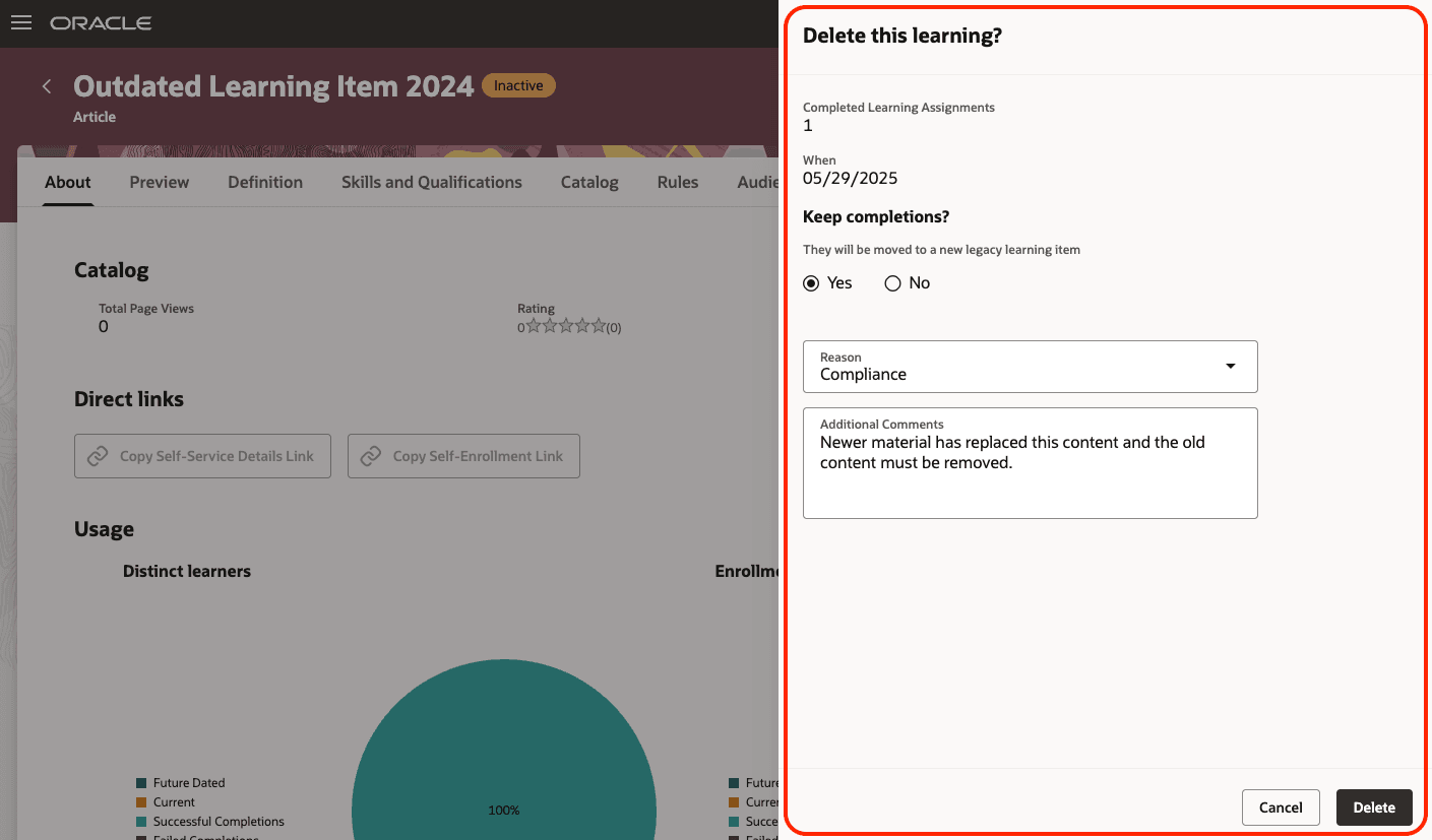この学習ドロワーを削除