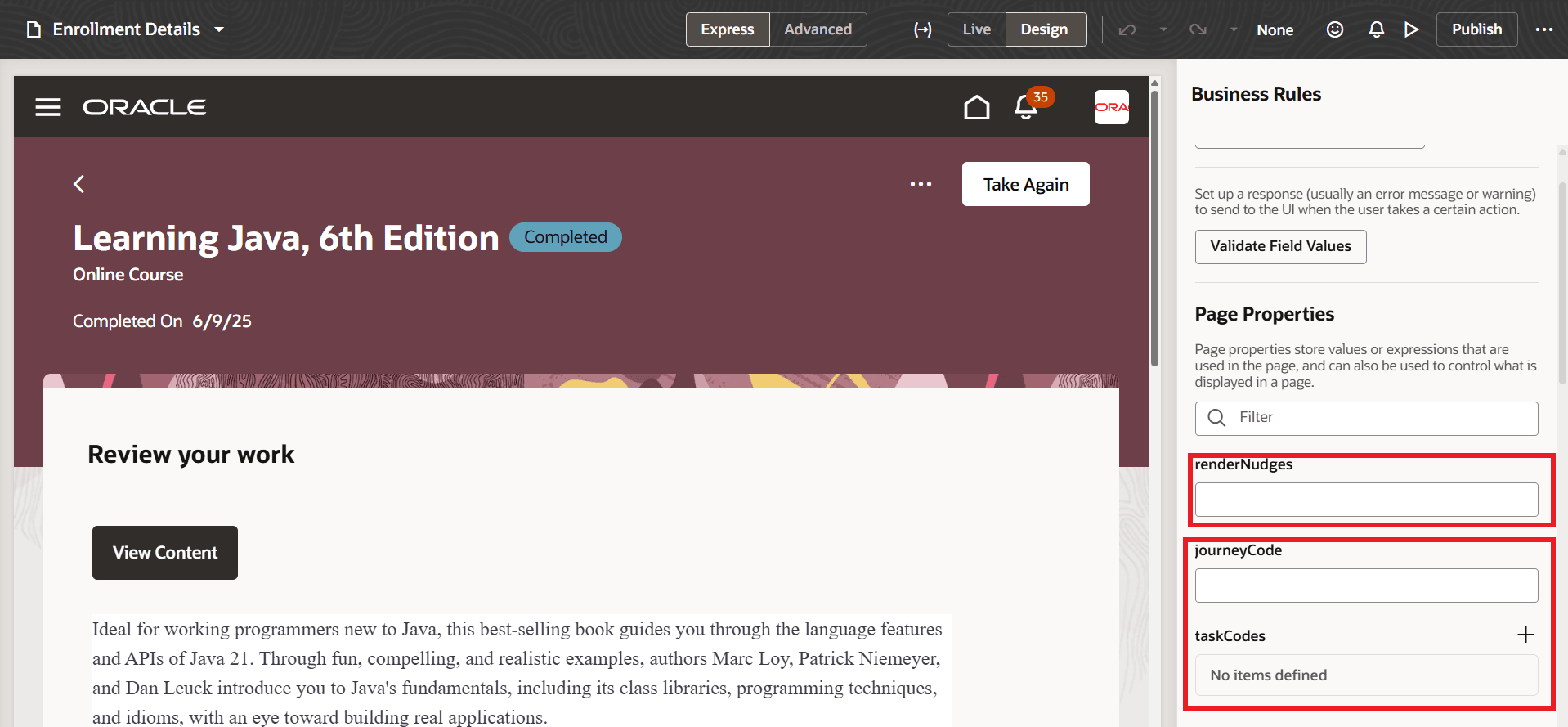 ナッジおよびジャーニをレンダリングするためのページ・プロパティ