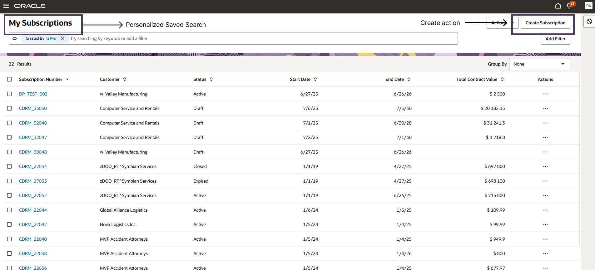サブスクリプションの作成