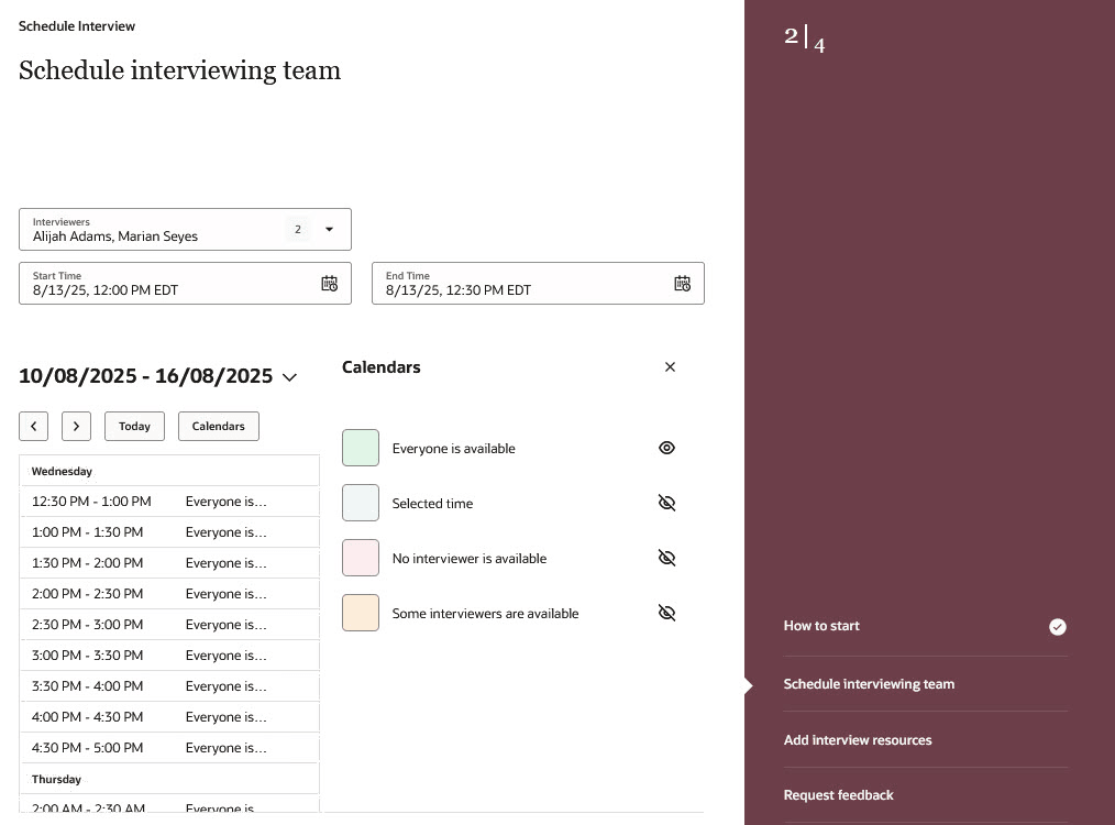 面接チームのスケジュール