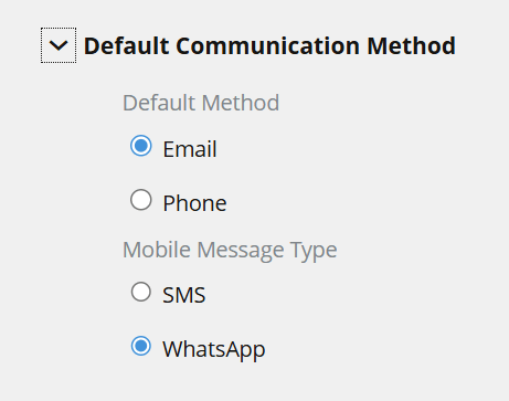 デフォルトのモバイル・メッセージ・タイプ