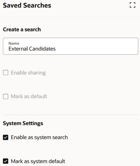 保存済検索のシステム設定