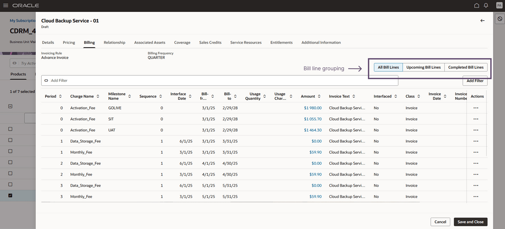Billing Summary