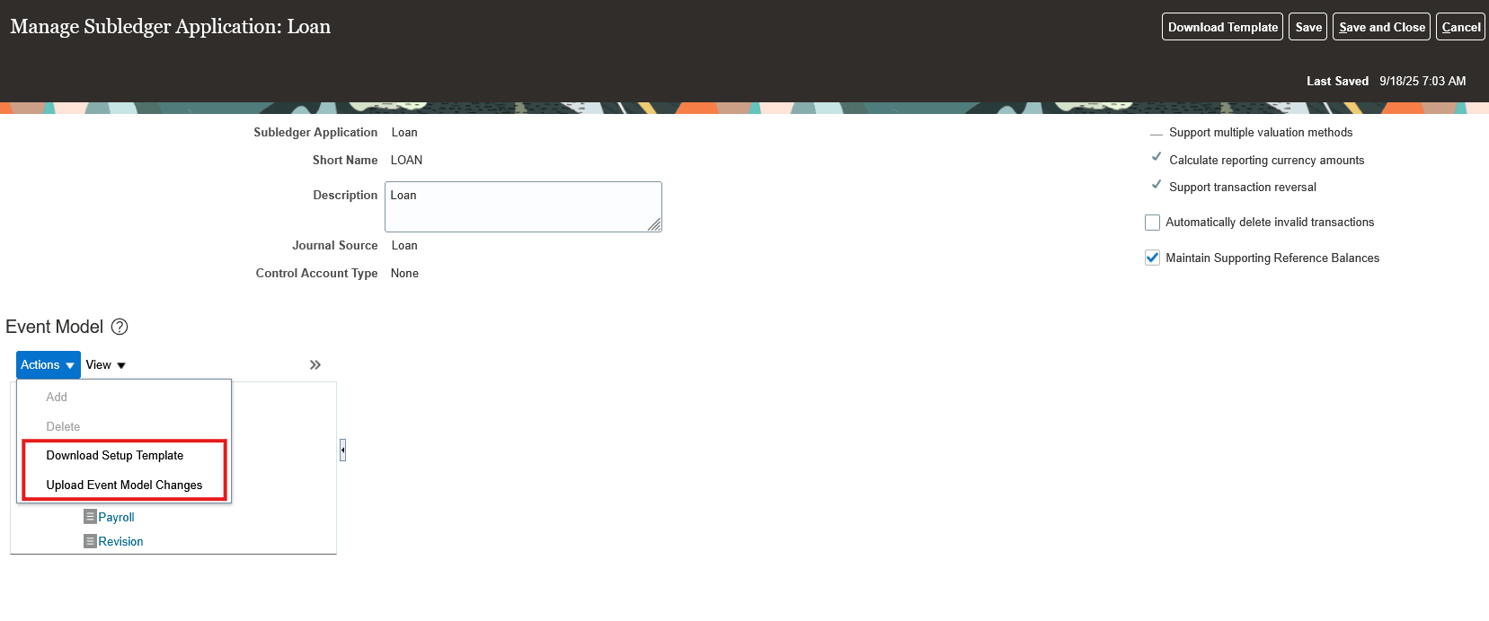既存のアプリケーション用設定テンプレートのダウンロード