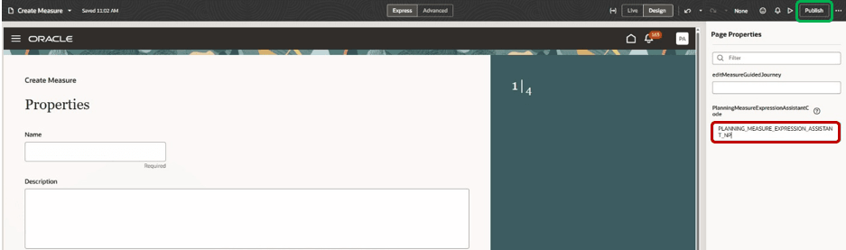 Oracle Visual Builder Studioのページ・プロパティ・フィールド
