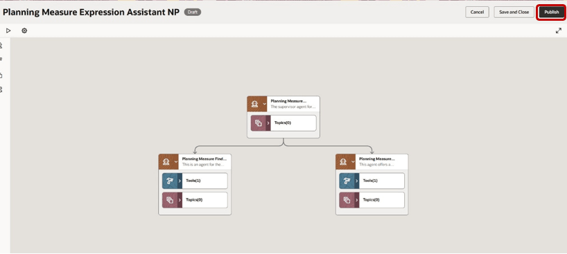 エージェント・チームの公開ボタン