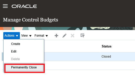 管理予算処理の永久クローズ