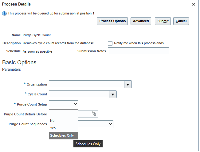 循環棚卸スケジュールのパージ