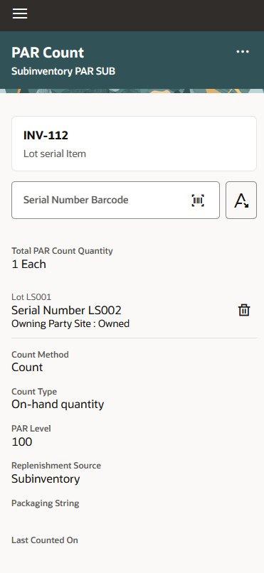 ロットおよびシリアル番号品目