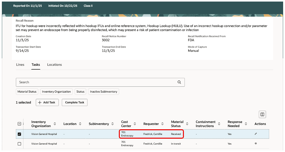依頼者を表示する経費事業所の包含タスク