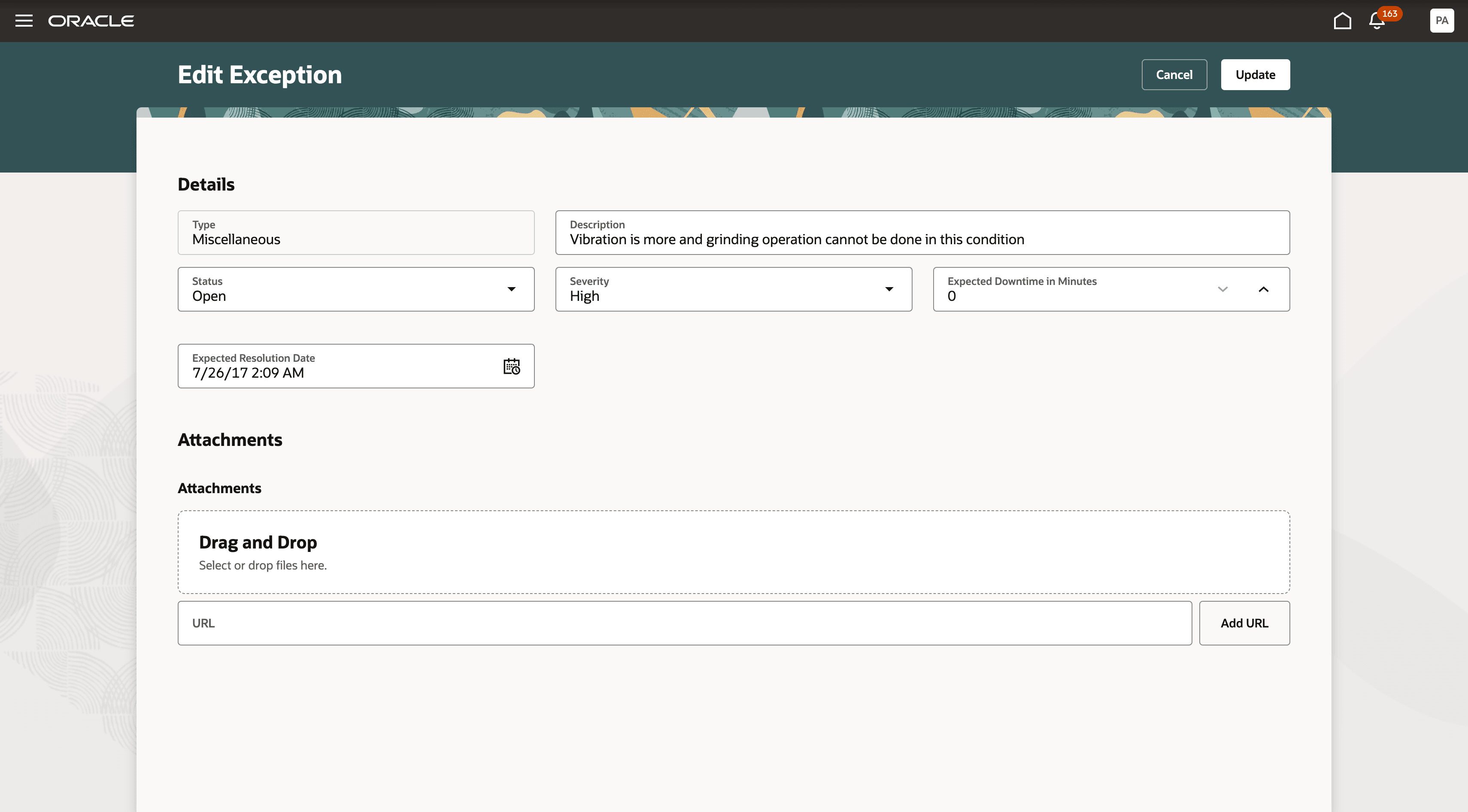 例外詳細の編集