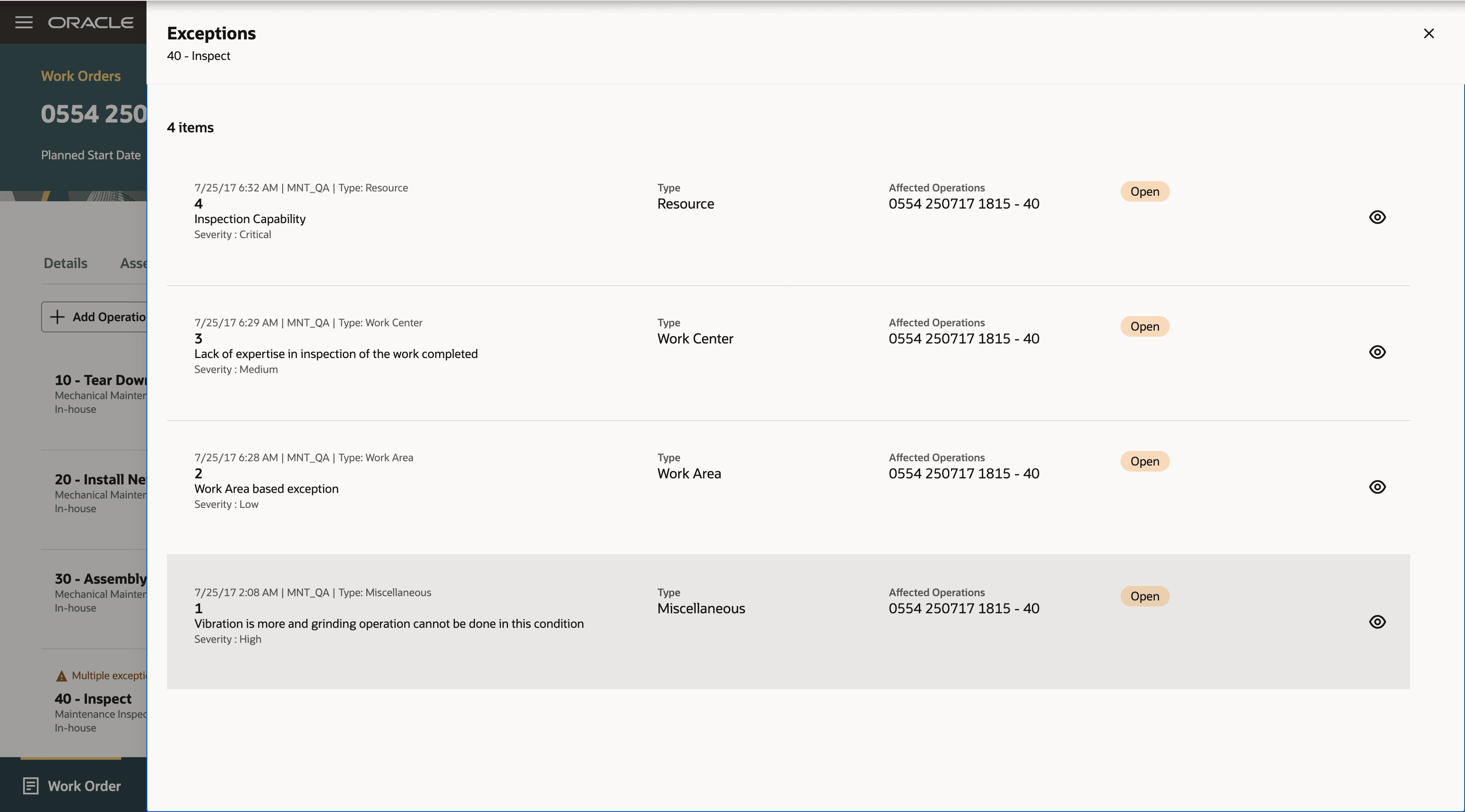 例外を示すドロワー