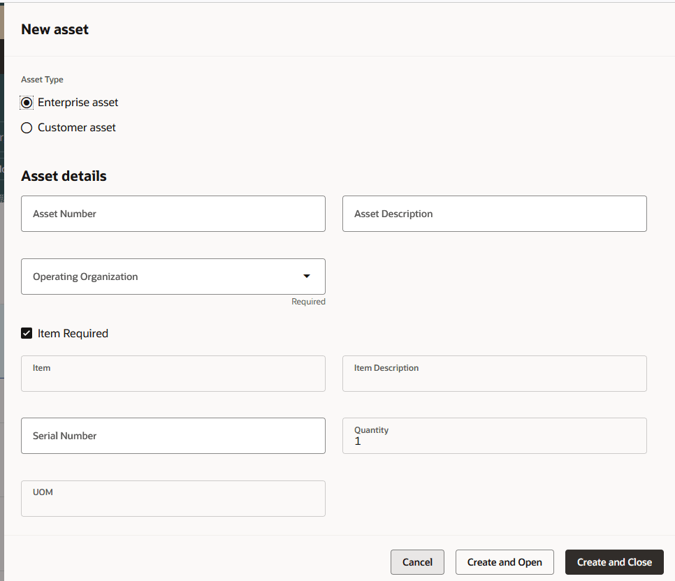 資産情報管理: 資産の作成