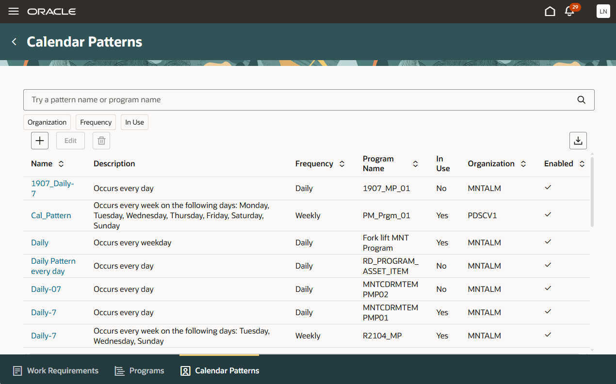カレンダ・パターン