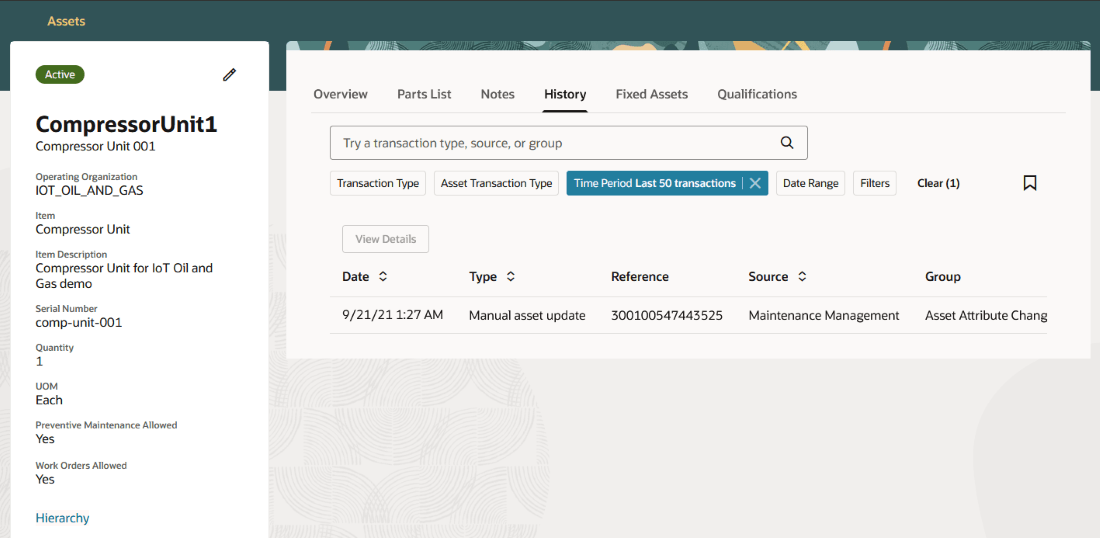 資産情報管理: 履歴