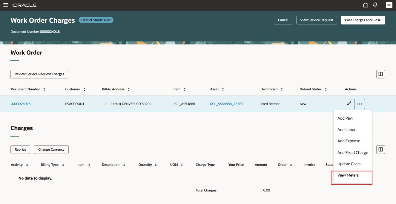 作業オーダー手数料メーター表示処理