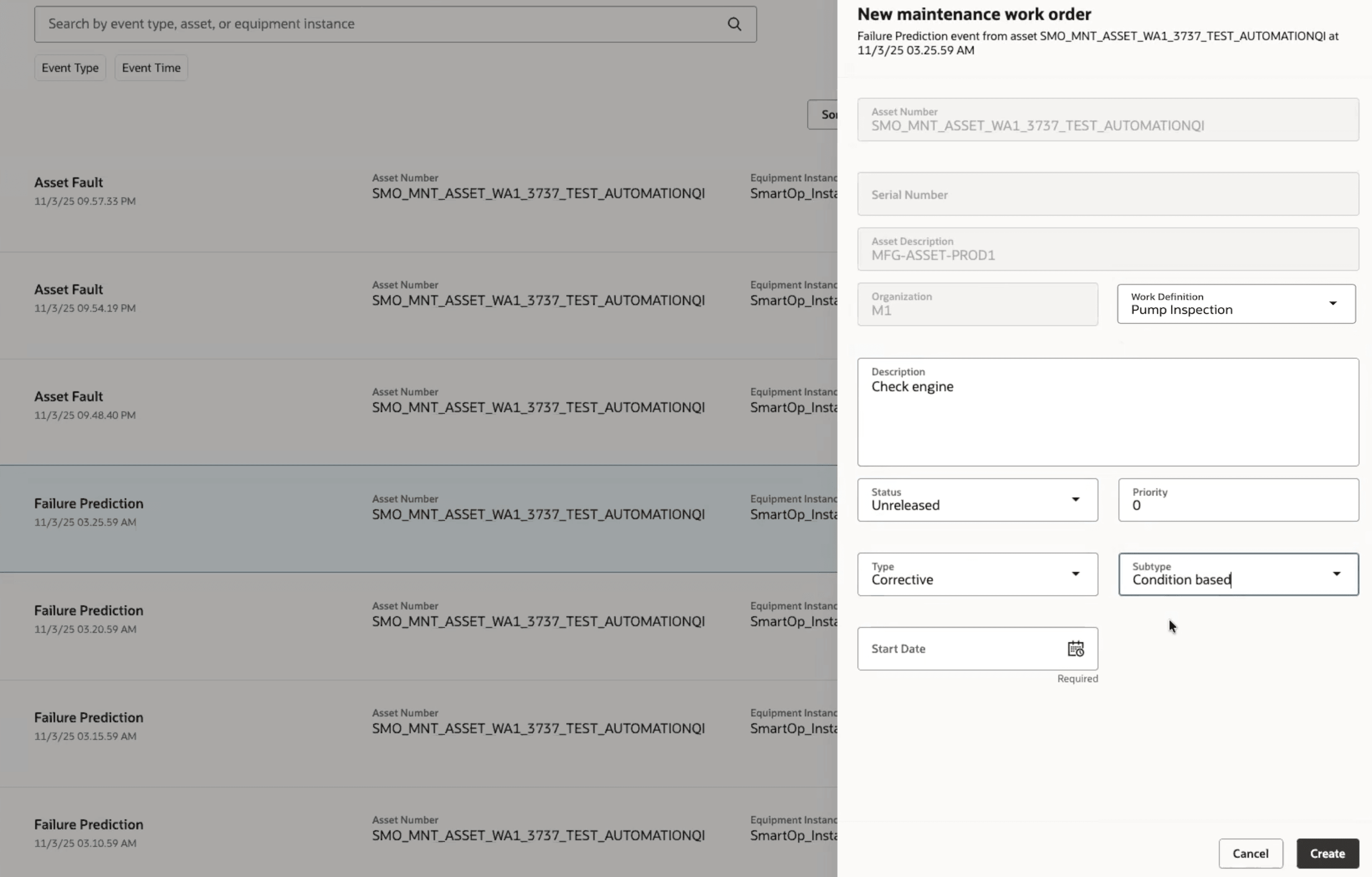 作業オーダーを作成