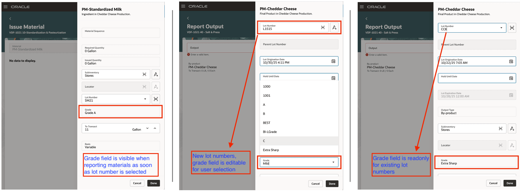 図3: 資料および出力をレポートするためのモバイル・ページのスクリーンショット。