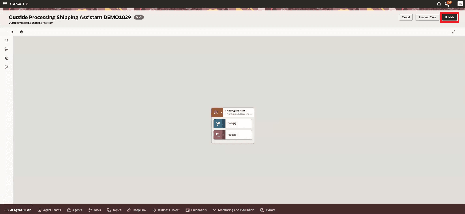 ドラフトのレビューおよびエージェント・チームの公開