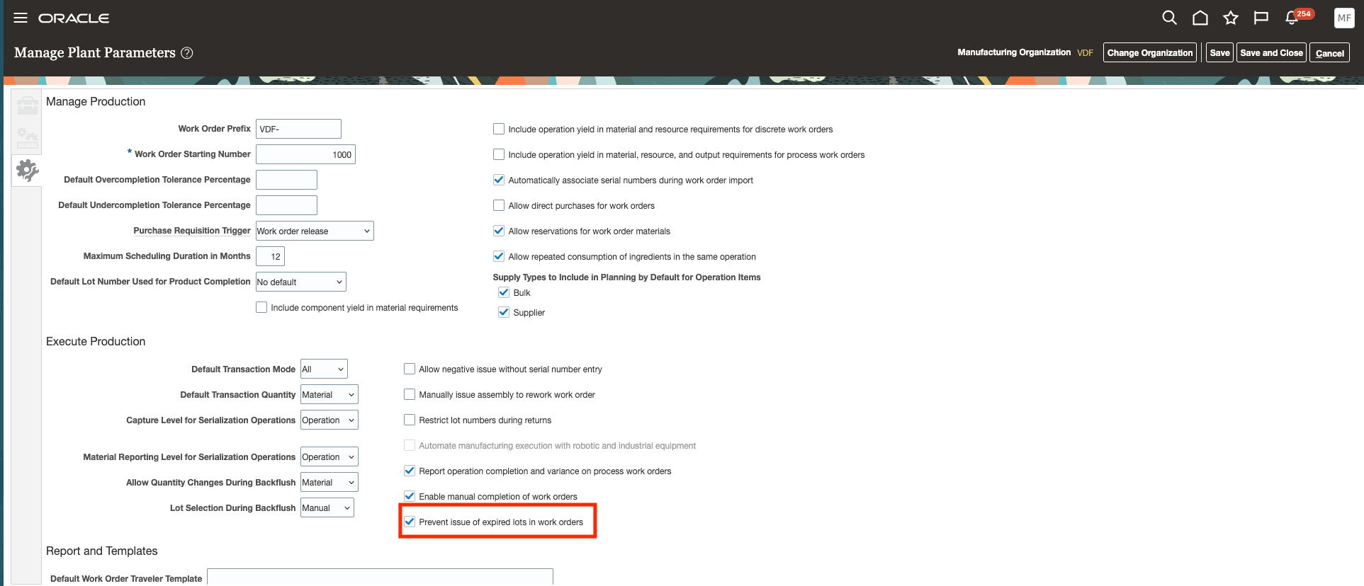 「期限切れロットの問題の防止」オプション