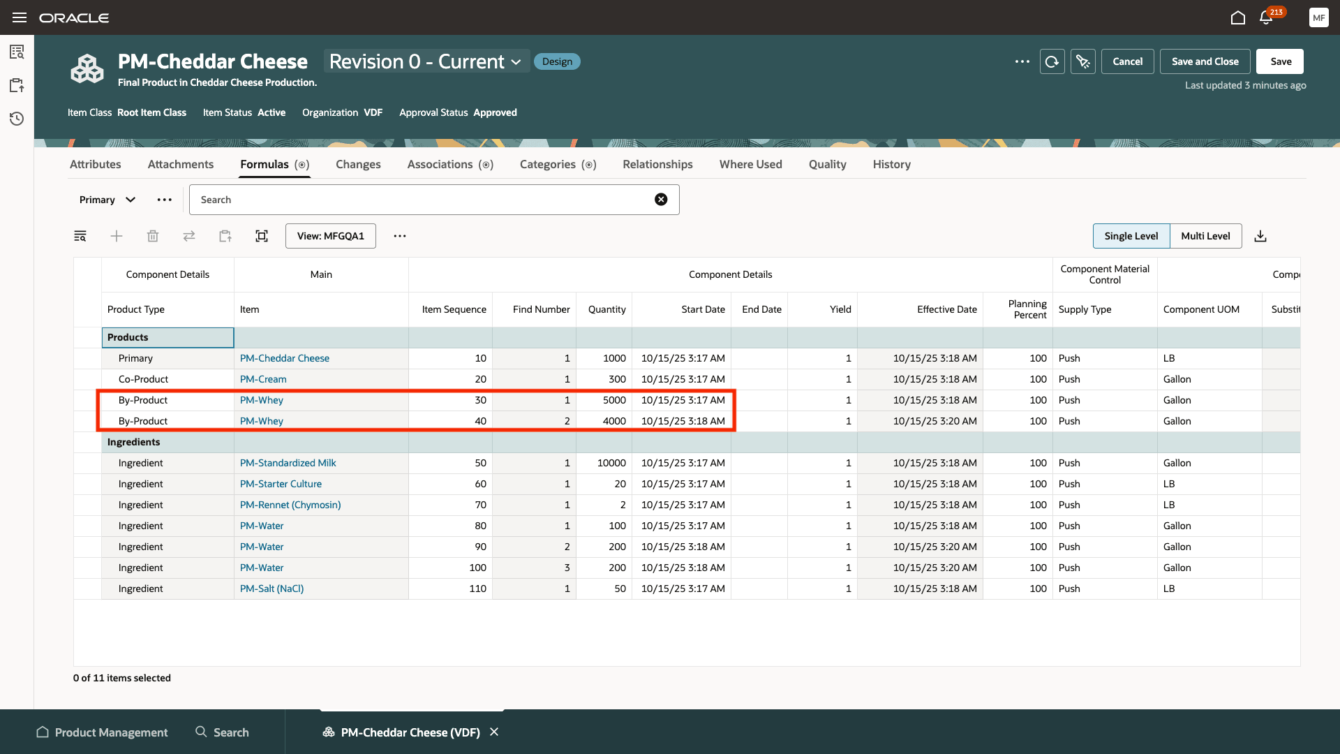 連産品の複数のインスタンスを含む算式