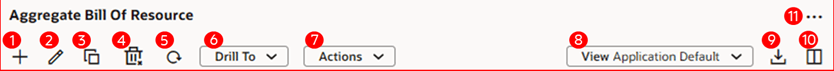 シミュレーション・セットの「リソース構成表の集計」ツールバー