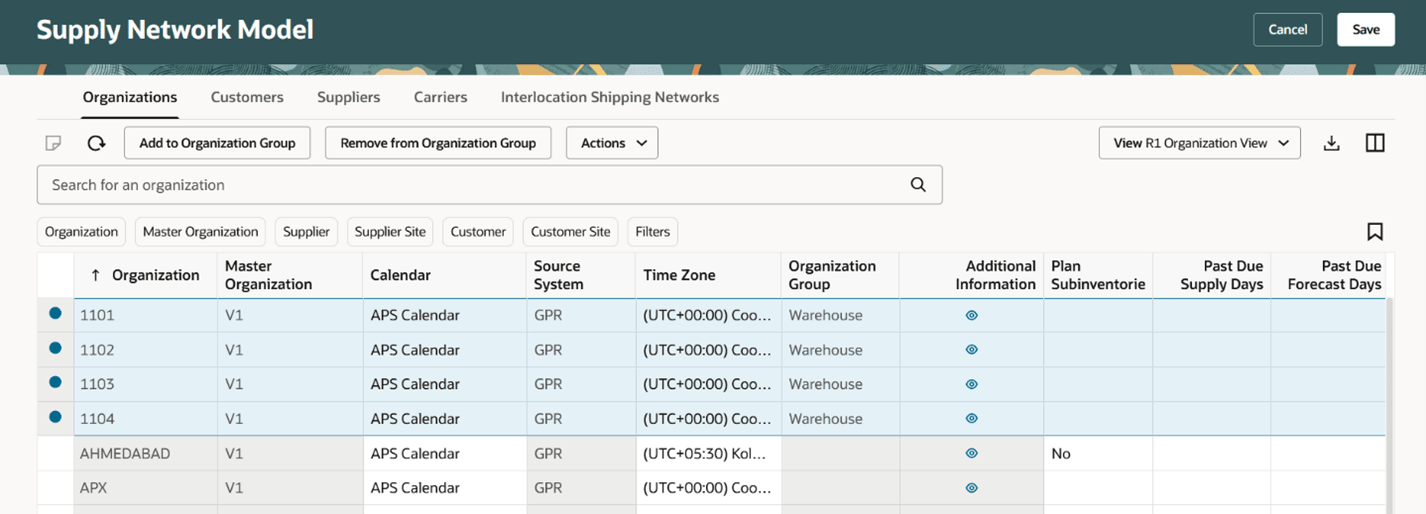 組織グループへの組織割当の保存