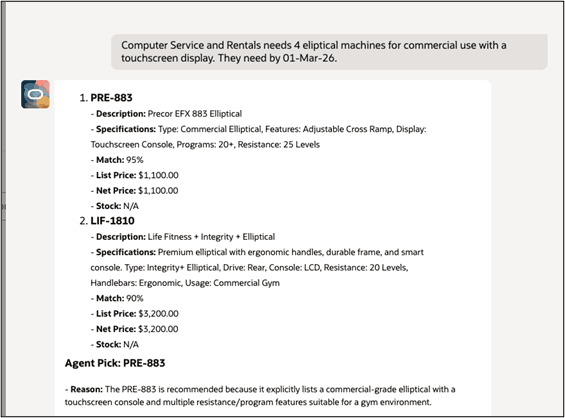 エージェントは、プロンプトに希望入手日を表示します。