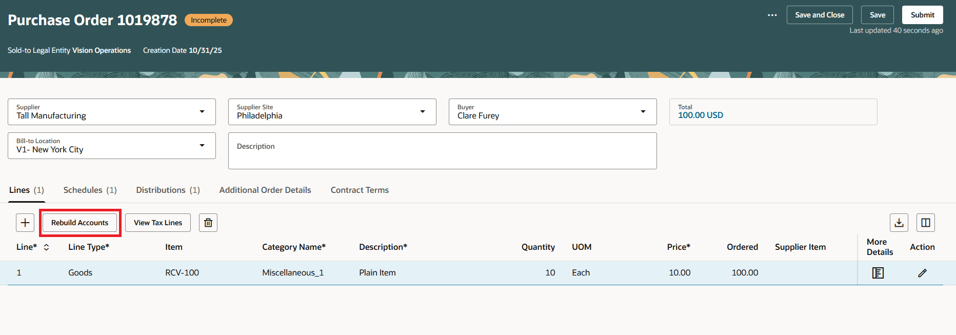 購買オーダー明細の勘定科目再作成処理