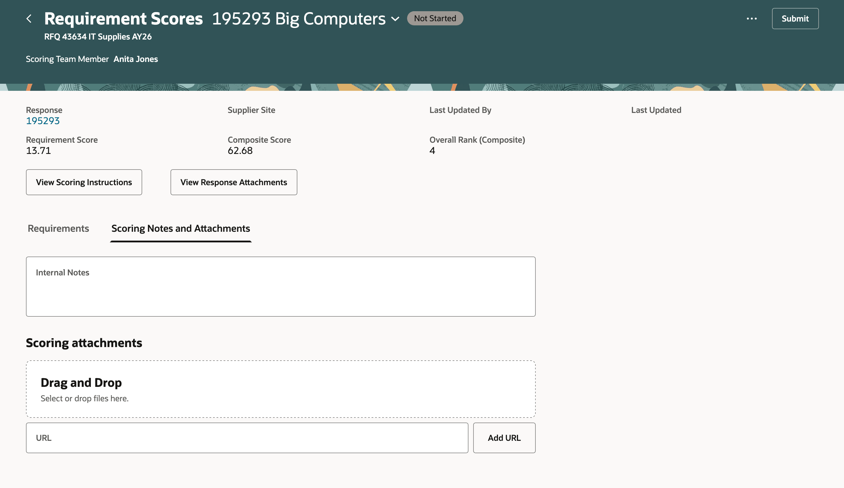 応答のスコアリング・ノートおよび添付の追加