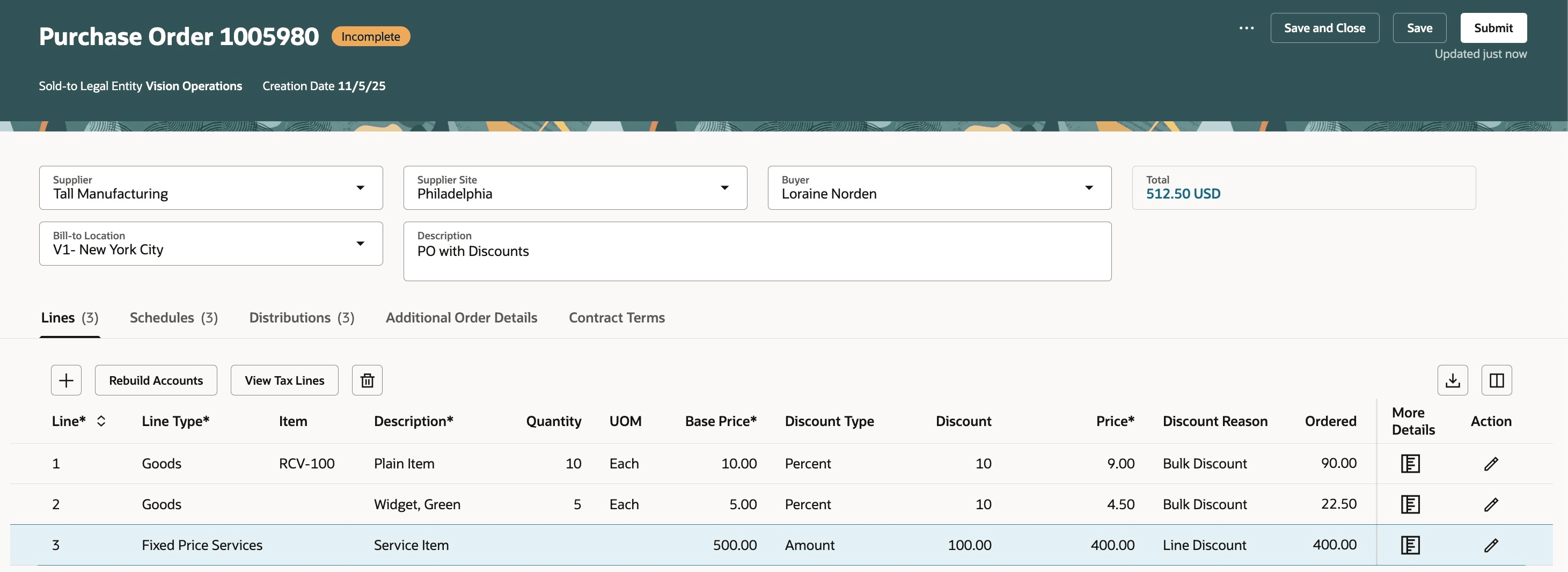 明細レベル割引の適用
