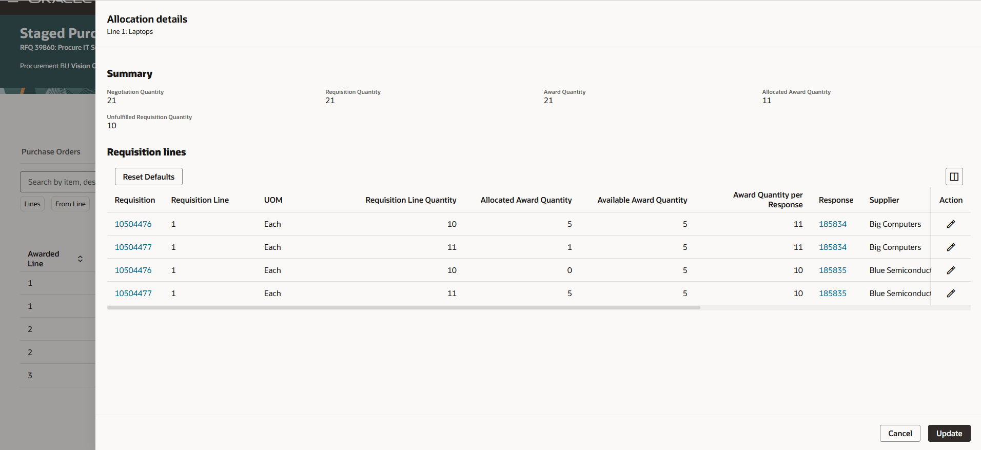 明細割当の編集