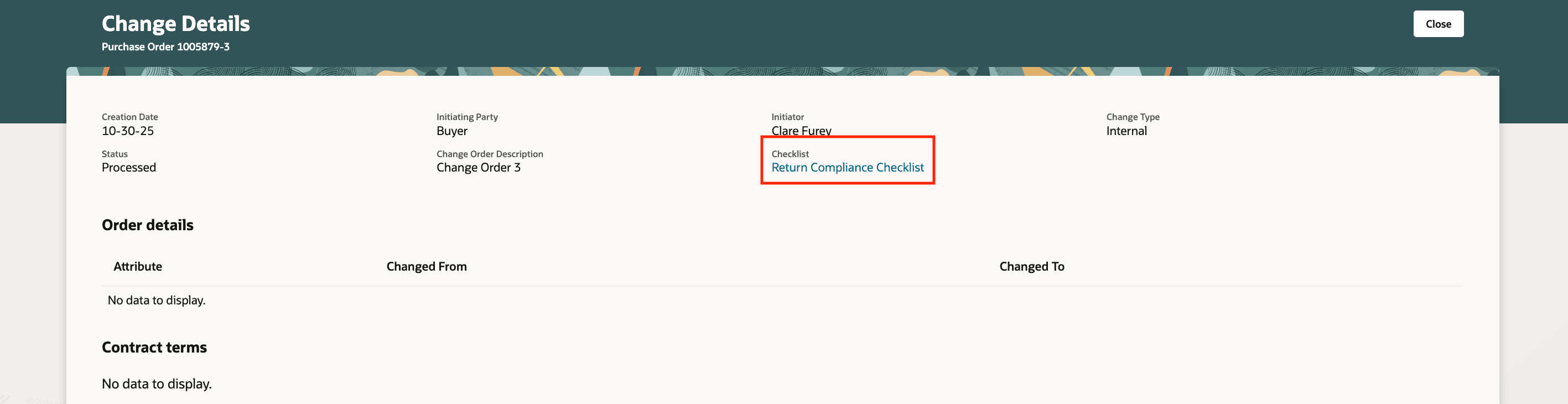 変更詳細ページのチェックリスト