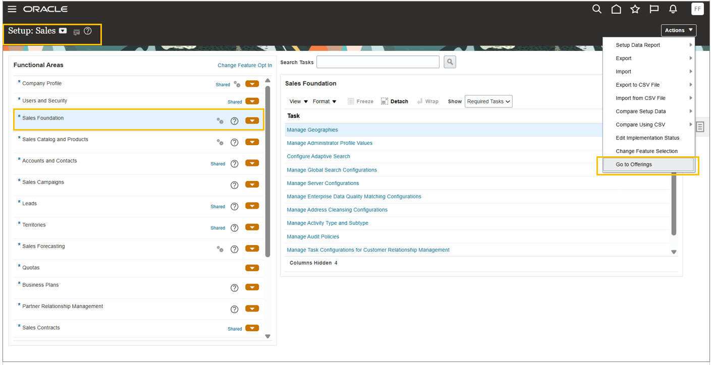 処理からオファリングに移動