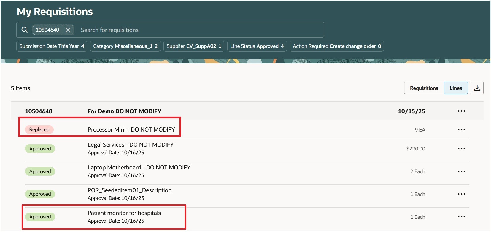 自分の購買依頼に関する購買依頼のレビュー