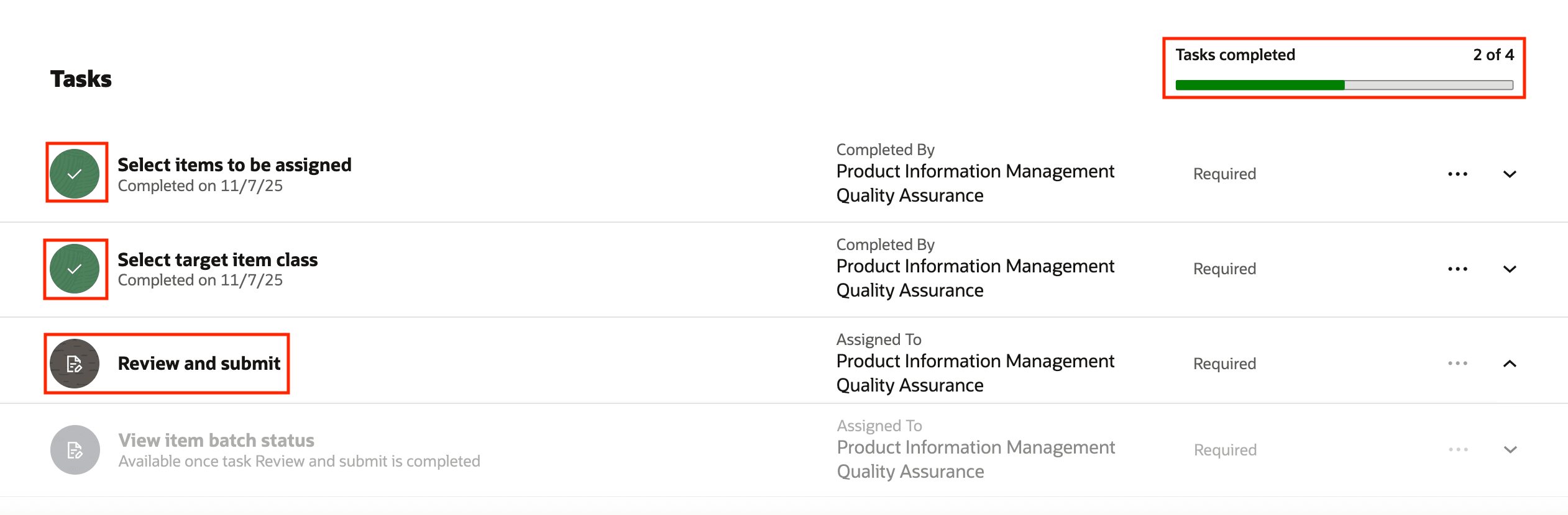 タスク: レビューおよび発行