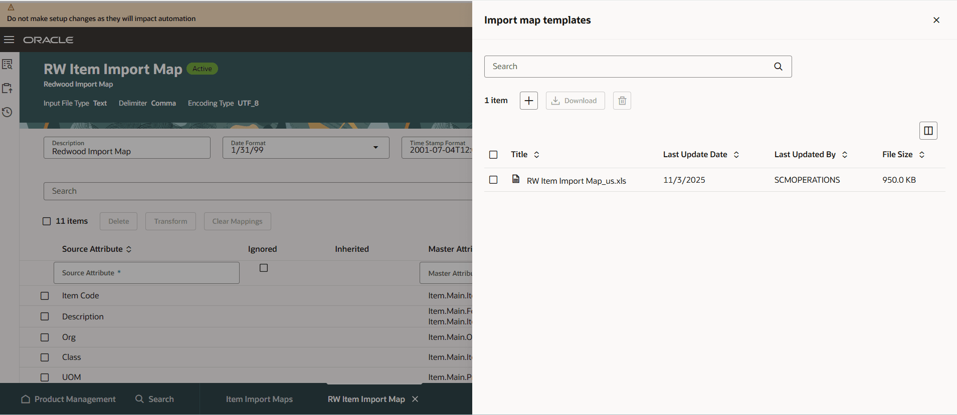 インポート・マップ・テンプレート・ドロワー