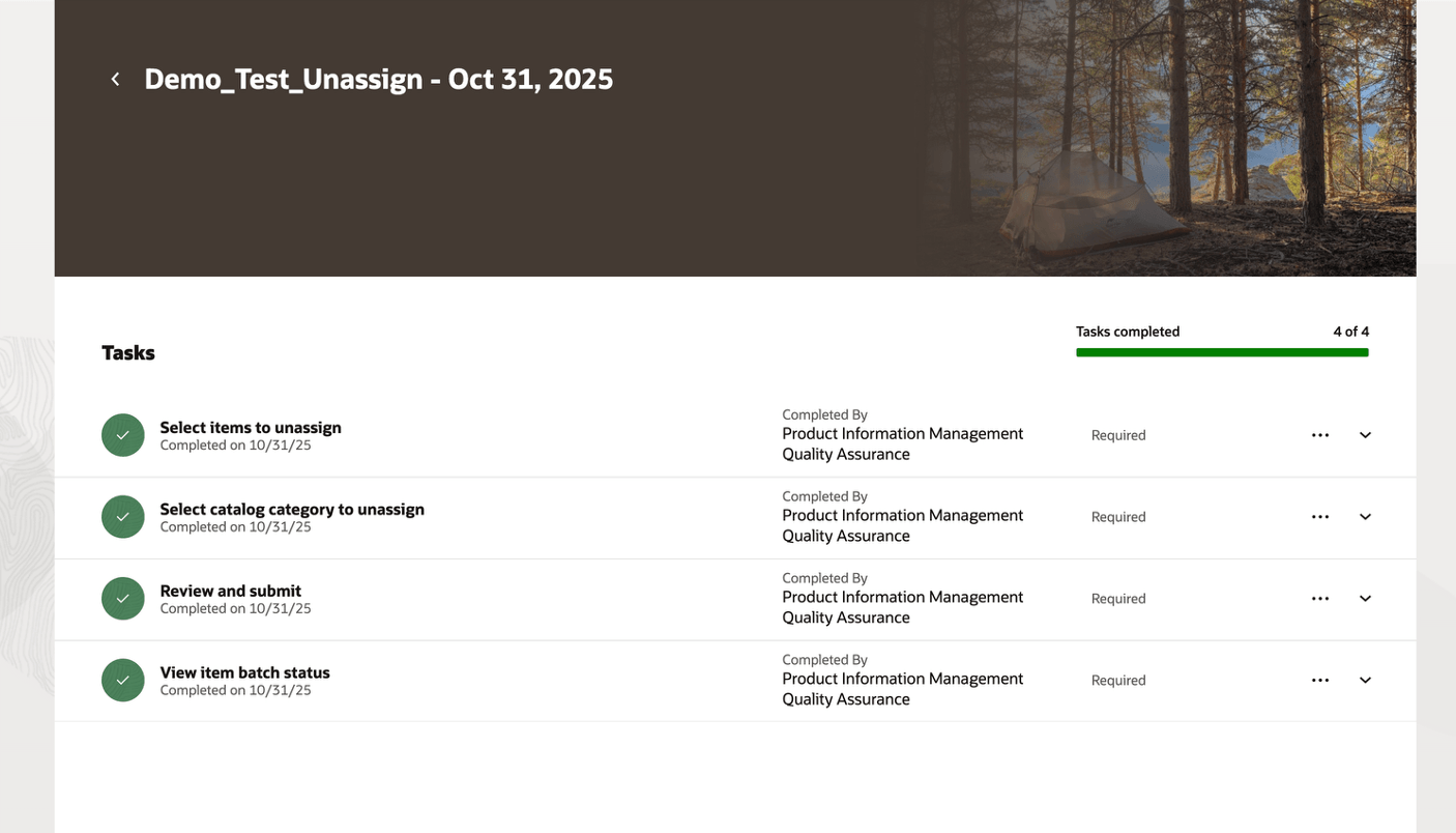 デモ・テスト割当解除- すべてのタスク完了