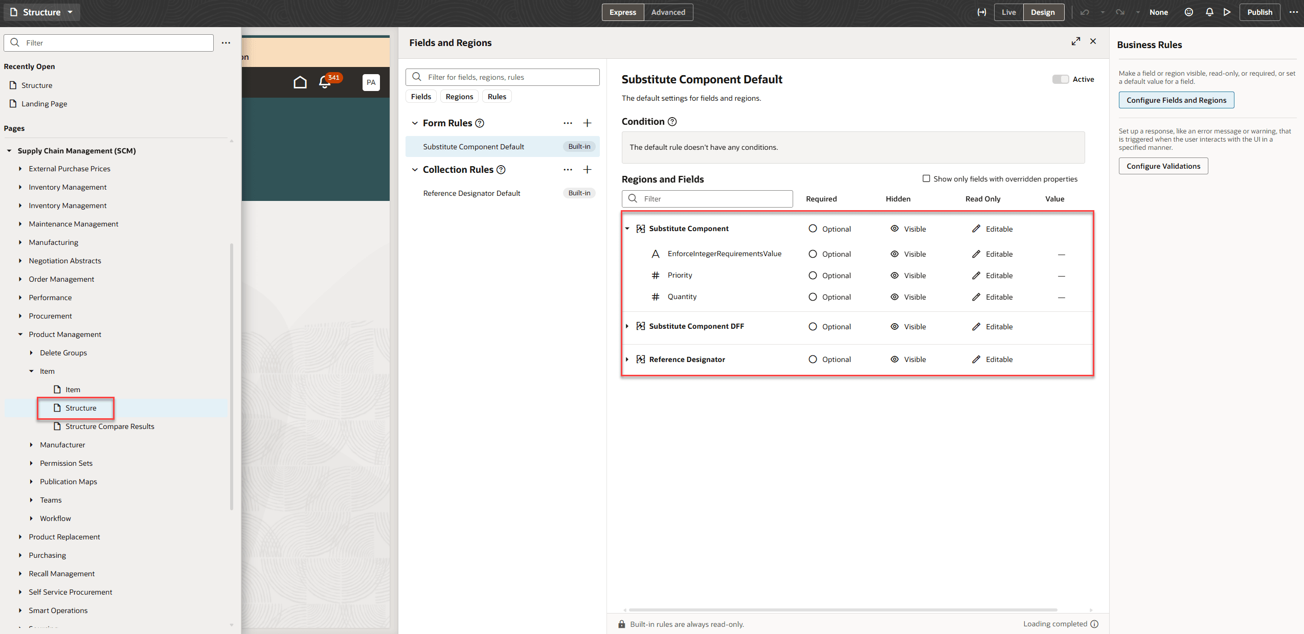 代替コンポーネントおよび参照指標のビジネス・ルール