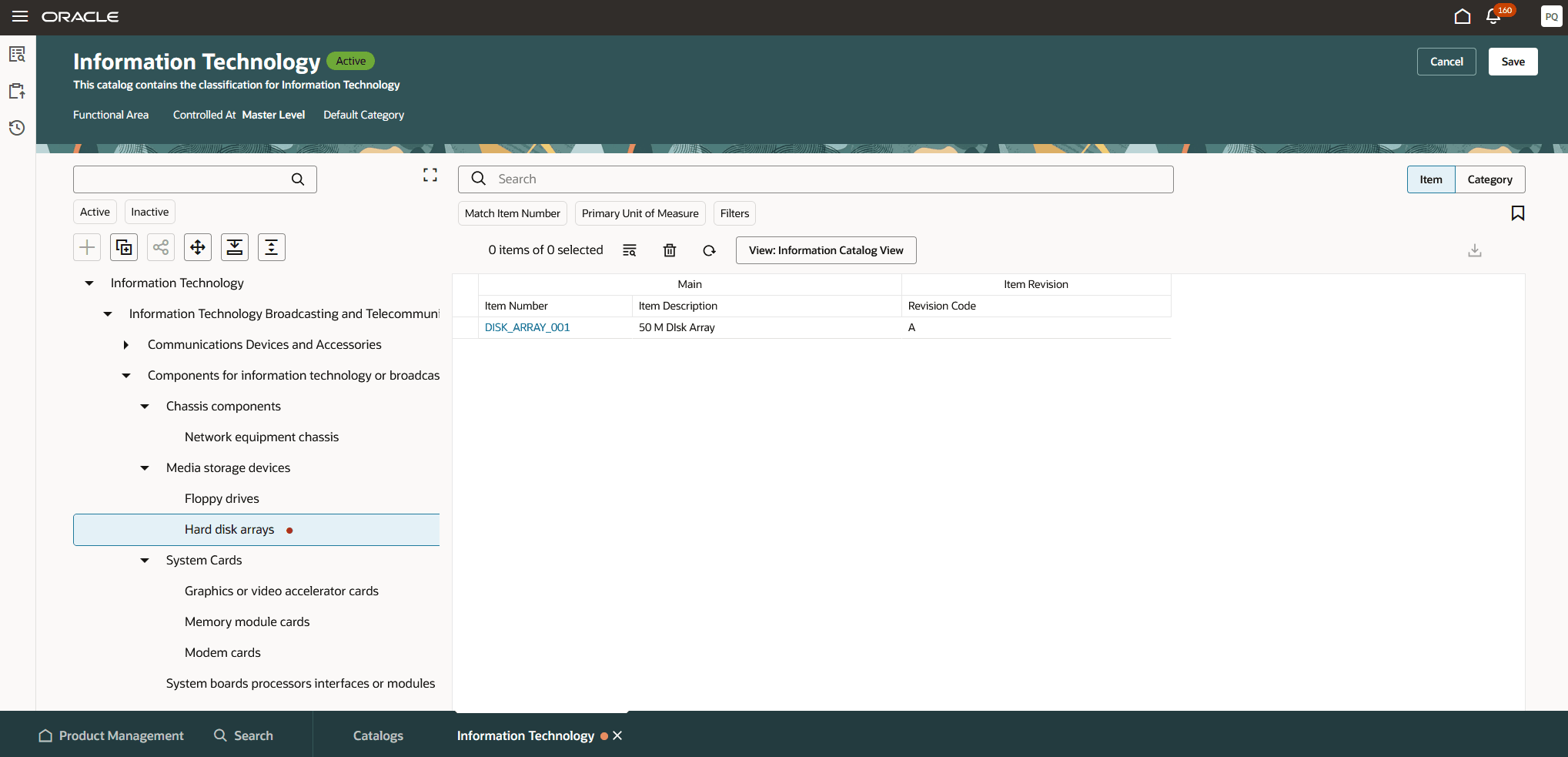 カテゴリ階層および品目カテゴリ割当