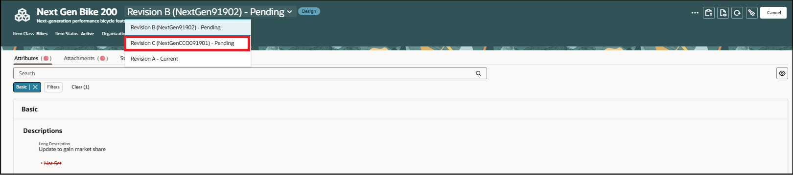 「すべて表示」アクションがすでに選択されている場合、「保留中のリビジョン」を選択します