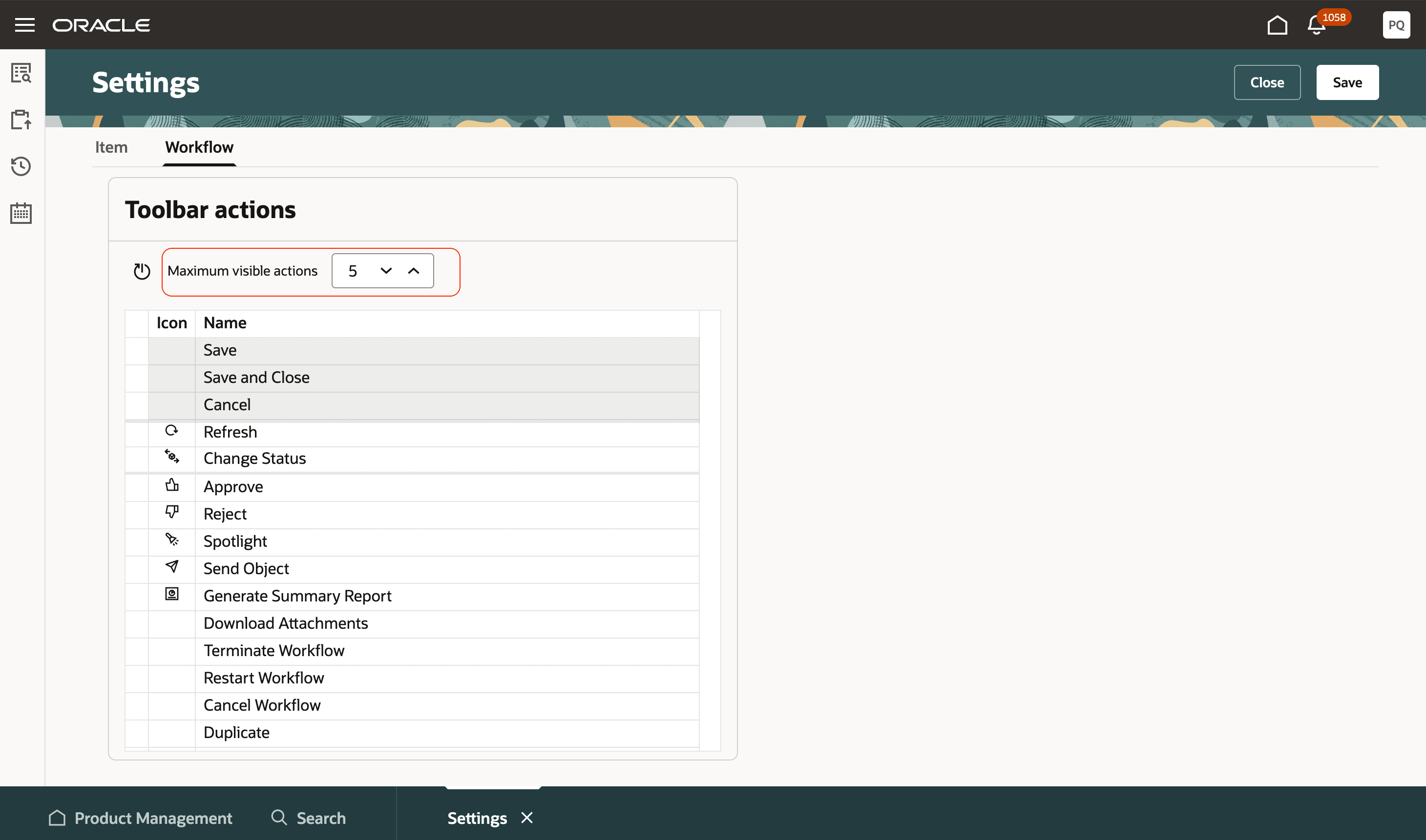 最大表示アクション