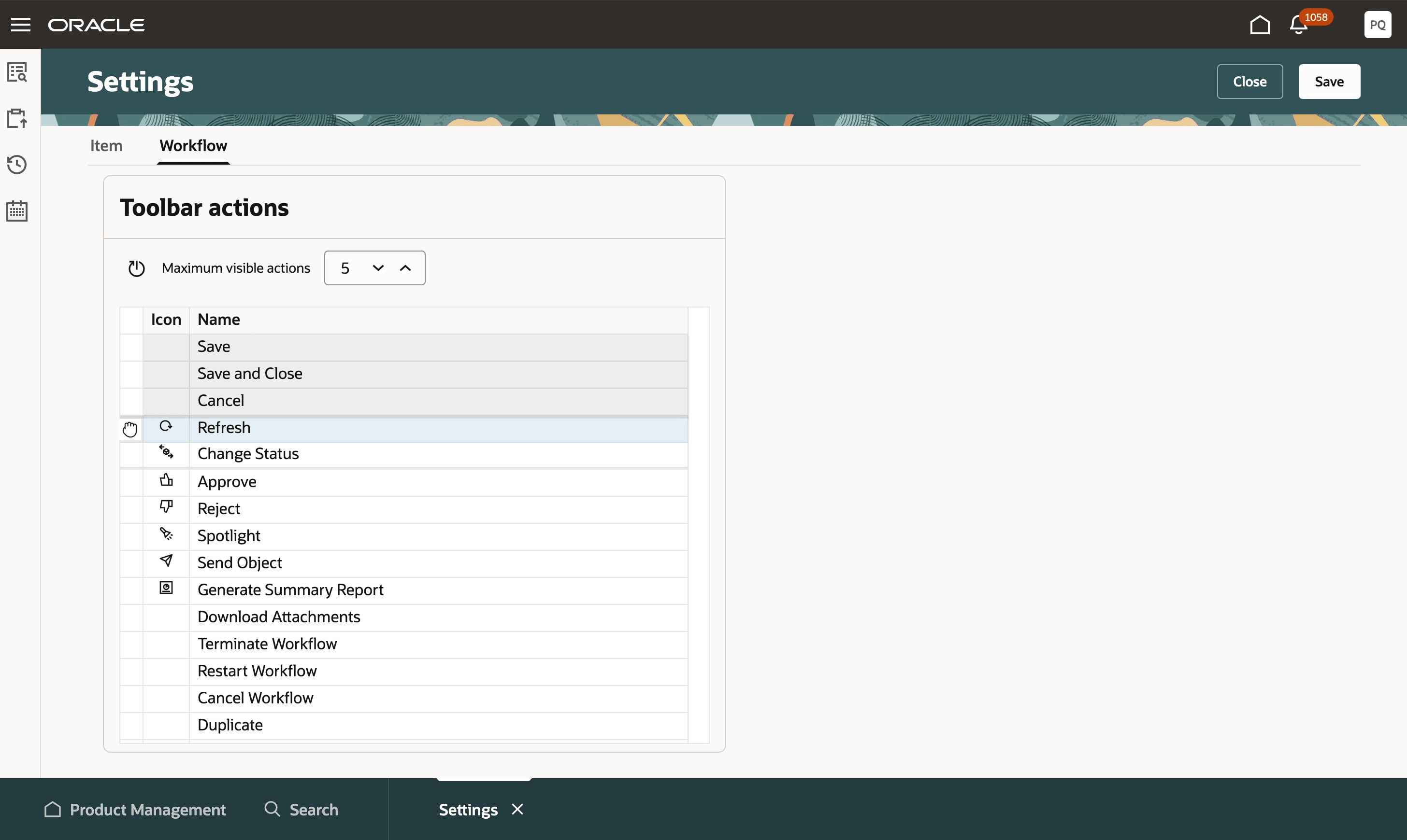 ドラッグ・アンド・ドロップを使用したアクションの移動