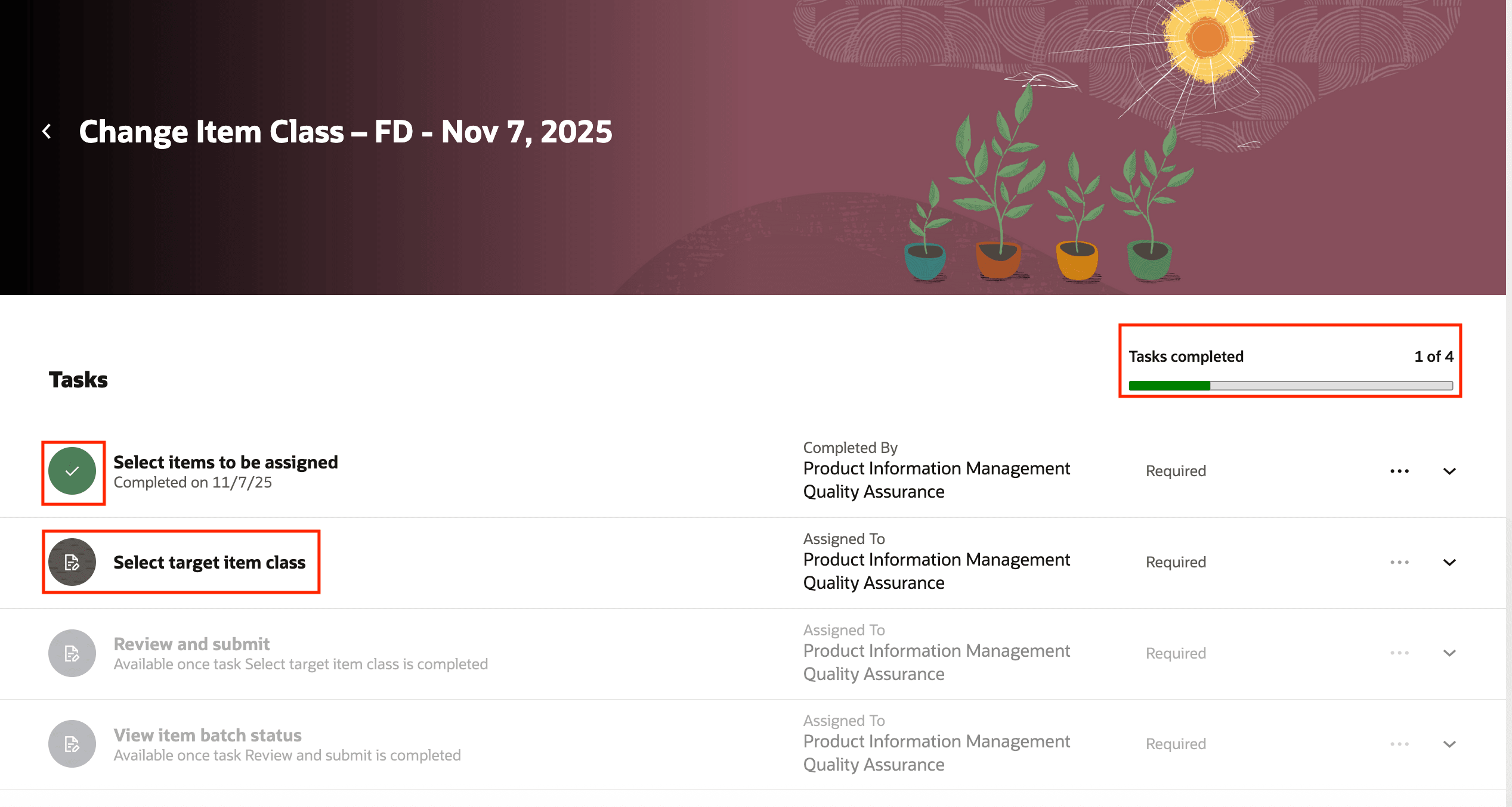 タスク: ターゲット品目区分の選択