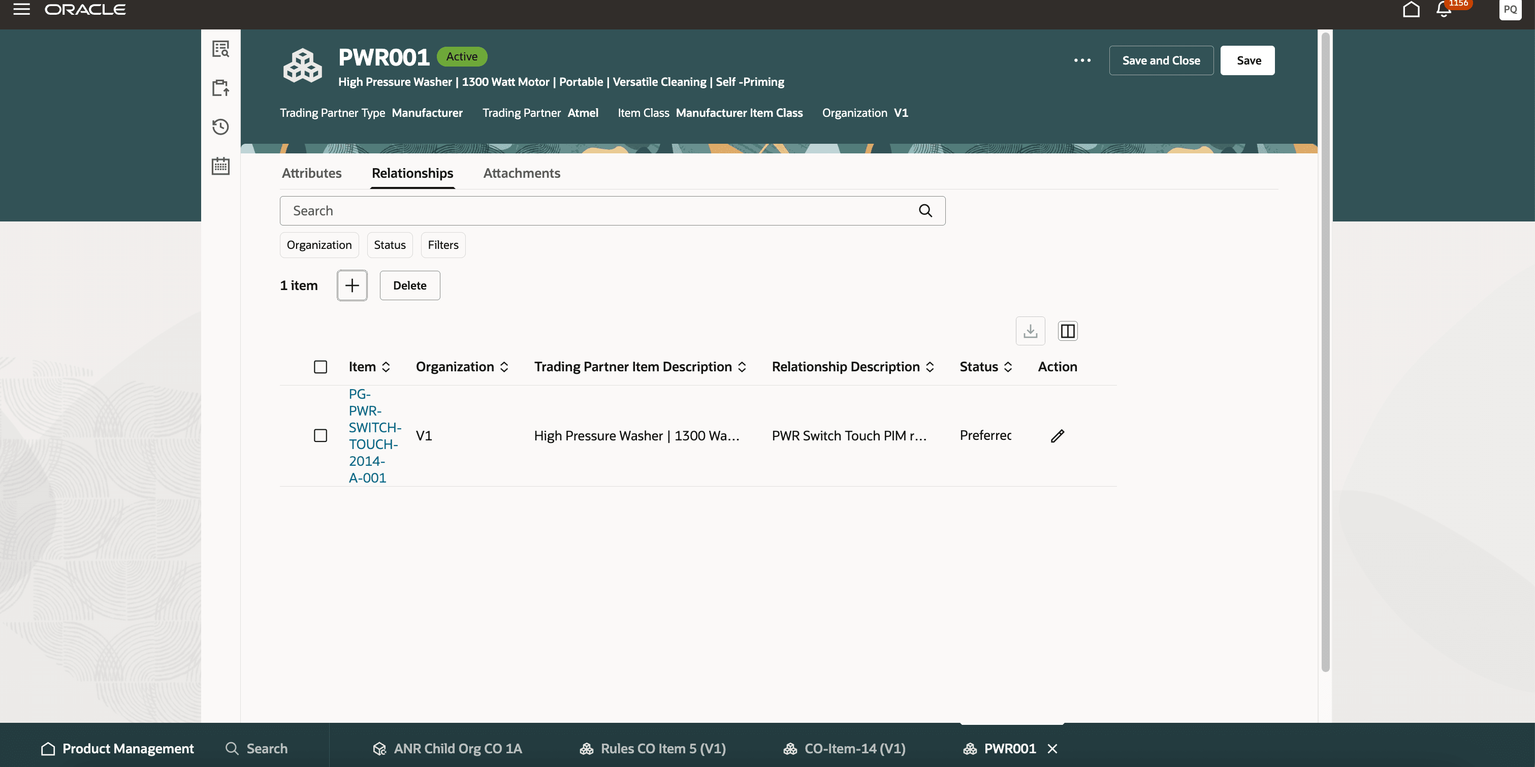 取引先品目- 「関連」タブ