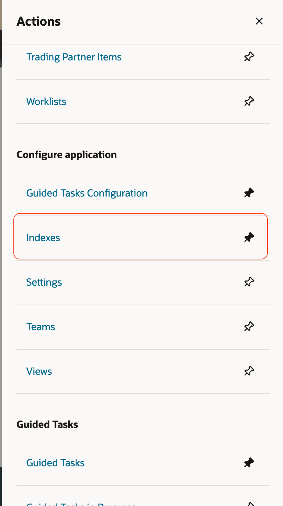 処理ドロワー- 索引