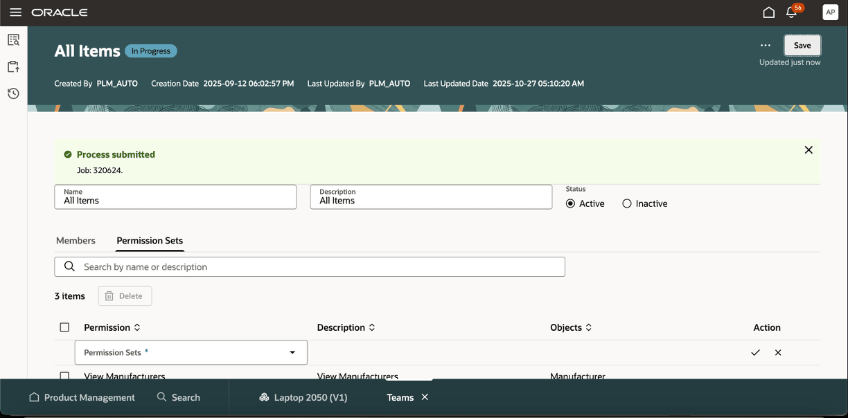 発行済プロセスのジョブIDを含むメッセージ