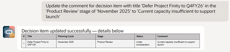 プランニング・サイクルの決定項目の更新